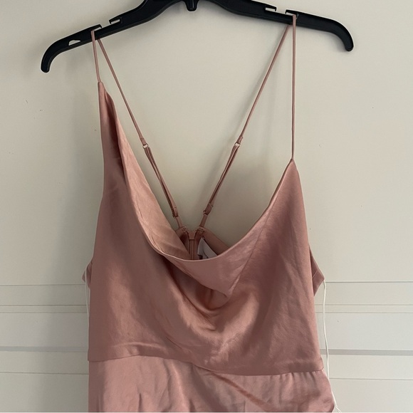 New! Significant Other Peach Aria Gathered Satin Maxi Dress  22696 - Picture 4 of 13